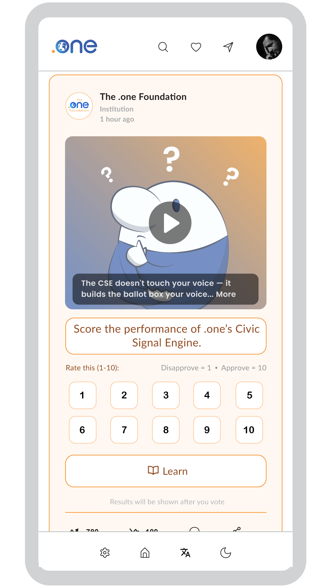 The .one Foundation institutional Score post
